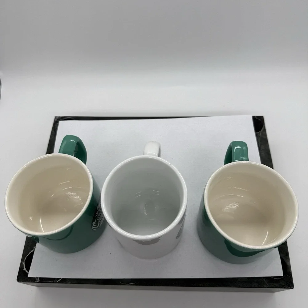 Starbucks Coffee Mug Lot 3 Siren Logo 2006 2021 Green White 11oz Collector